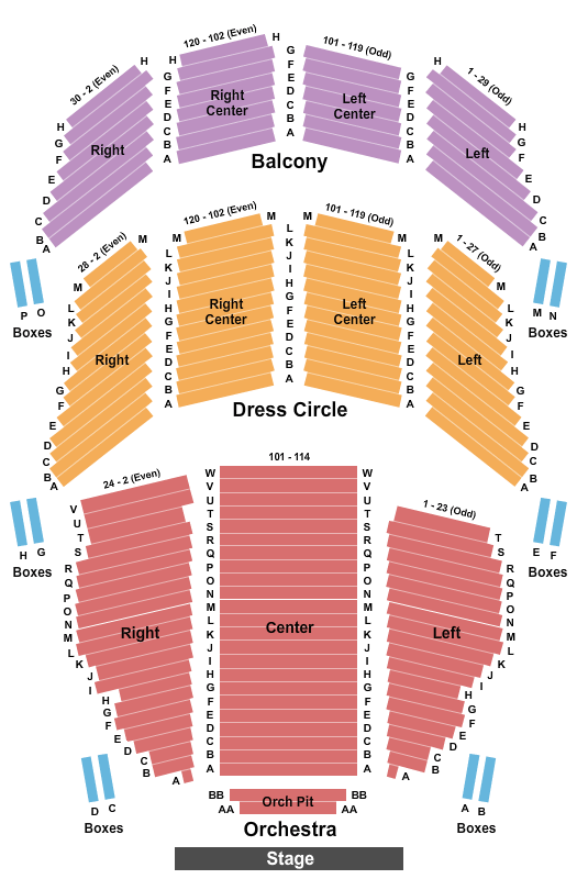 Emerson Colonial Theatre SIX Seating Chart